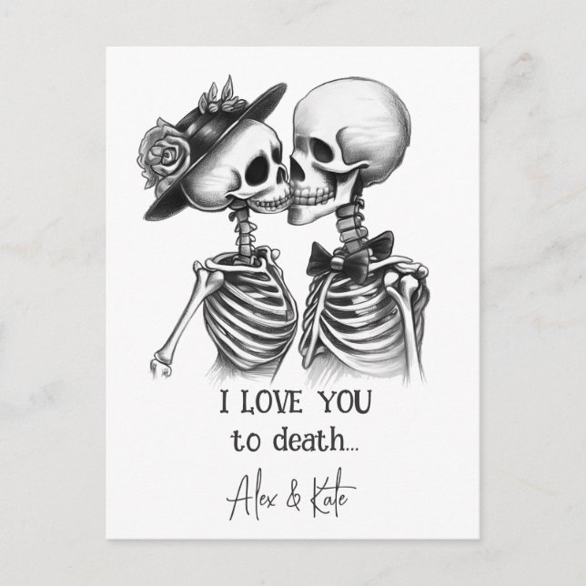 Skeleton Couple Holiday Postcard (Front)
