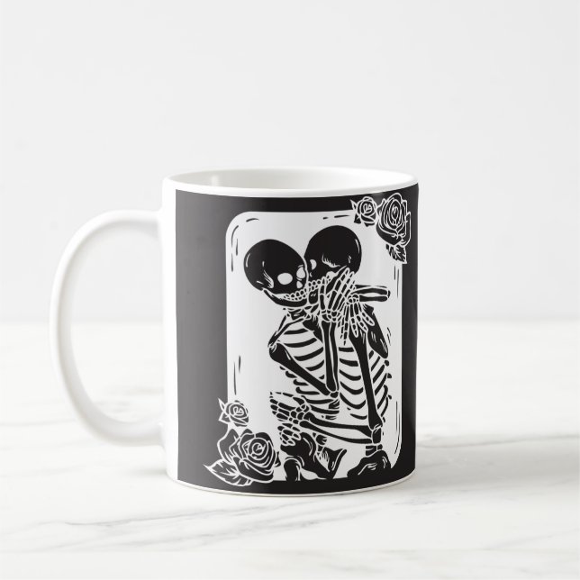 Skeleton Couple Hugging on a  Coffee Mug (Left)