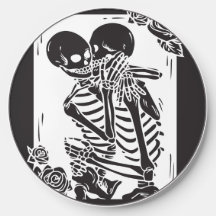 Skeleton Couple Hugging on a