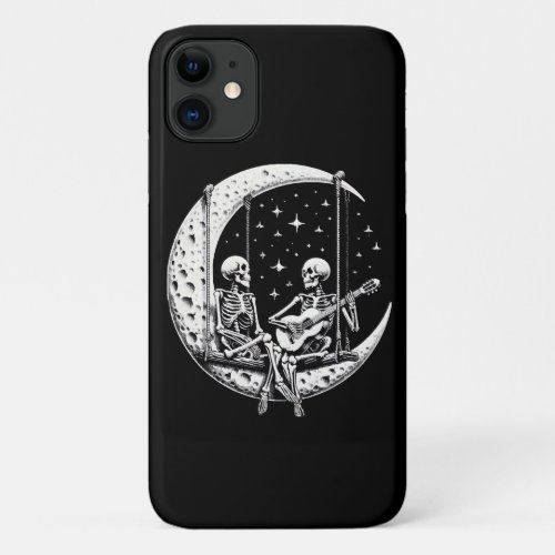 Skeleton Couple Moon Guitar iPhone 11 Case