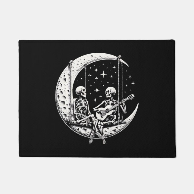 Skeleton Couple Moon Guitar Doormat (Front)
