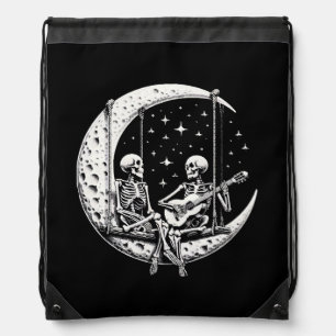 Skeleton Couple Moon Guitar Drawstring Bag