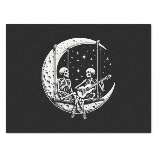 Skeleton Couple Moon Guitar Tissue Paper