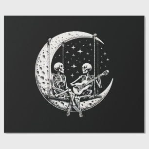 Skeleton Couple Moon Guitar Wrapping Paper