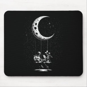 Skeleton Couple Moon Playing Guitar Halloween  Mouse Pad