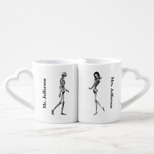 Skeleton couple newlyweds Lovers coffee mug set