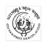 Skeleton Couple on Crescent Moon Name Ret Address