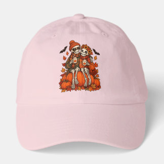 Skeleton Couple Pumpkin Spice Autumn Halloween Hat