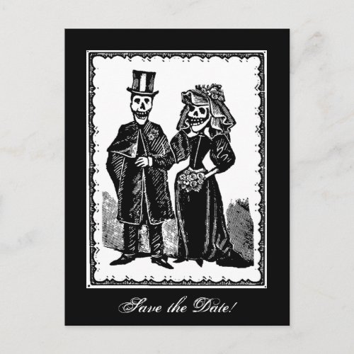 Skeleton Couple Save The Date _ Postcard