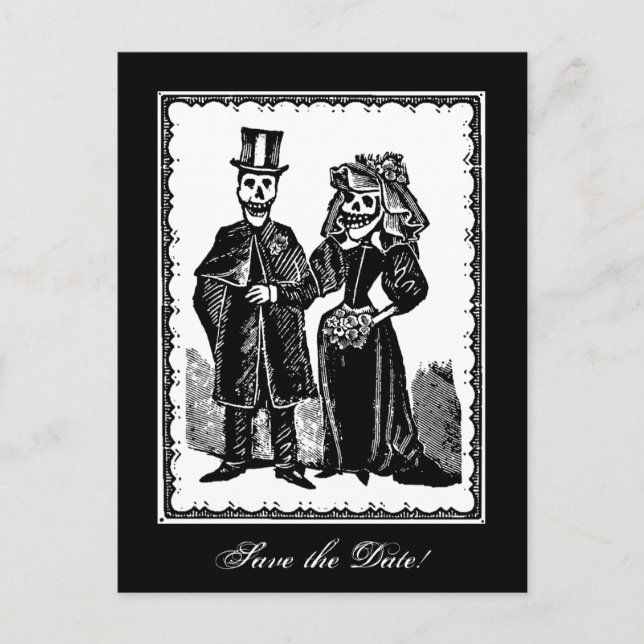 Skeleton Couple (Save The Date) - Postcard (Front)