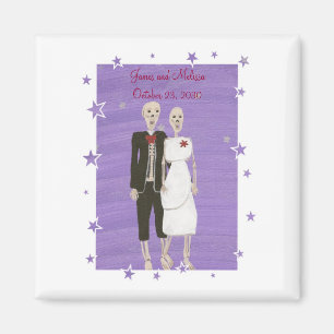Skeleton Couple Save the date Wedding Magnets