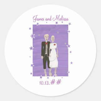 Skeleton Couple Save the date wedding stickers