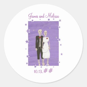 Skeleton Couple Save The Date Wedding Stickers by Cherylsart at Zazzle