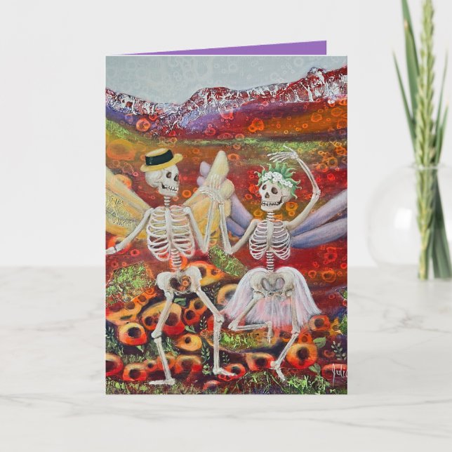 Skeleton Couple Spooky Romance Card (Front)
