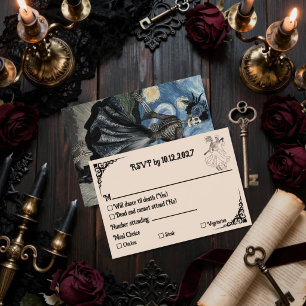 Skeleton Couple Starry Night Van Gogh Gothic RSVP Card