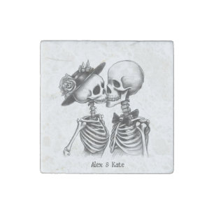 Skeleton Couple Stone Magnet
