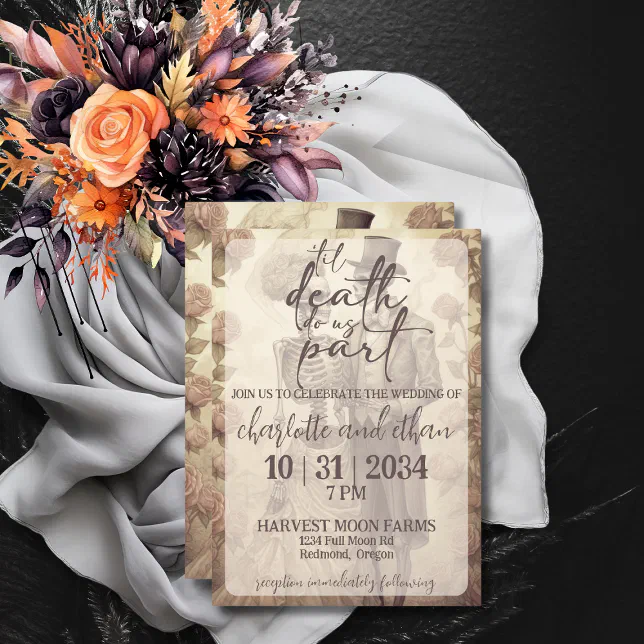 Skeleton Couple Til Death Do Us Part Wedding Invitation | Zazzle