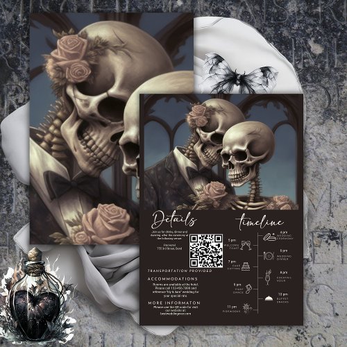 Skeleton Couple Wedding Details Enclosure Card