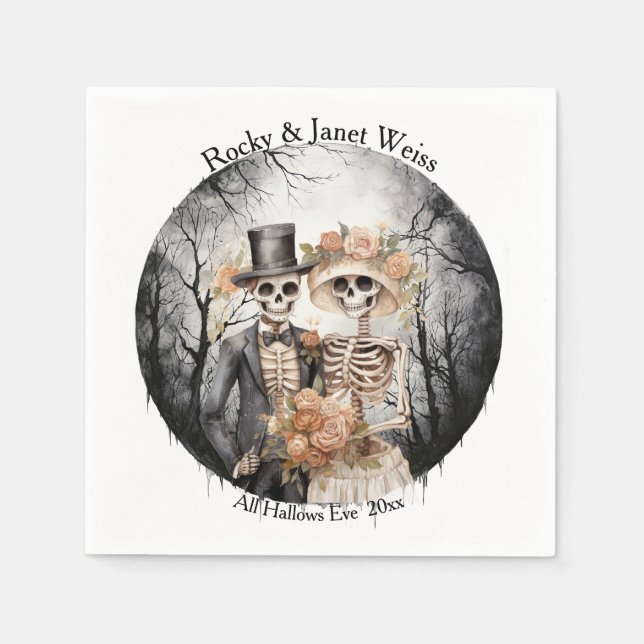 Skeleton Couple Wedding Napkins (Front)