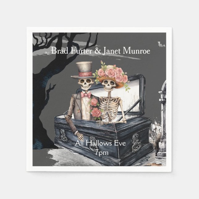 Skeleton Couple Wedding Napkins (Front)