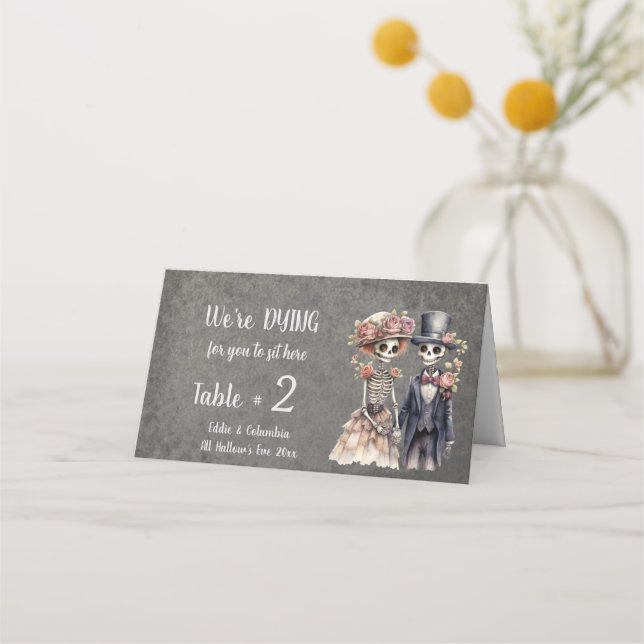 Skeleton Couple Wedding  Place Card (Front)