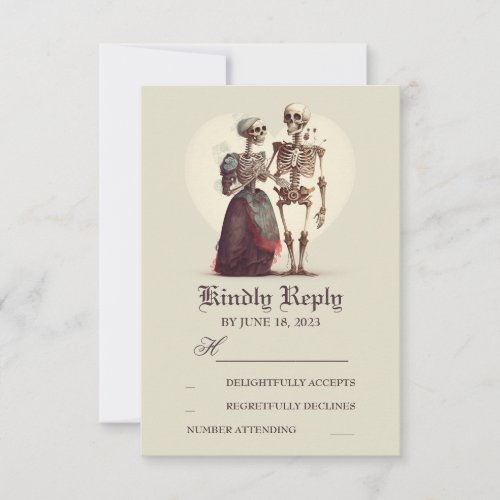 Skeleton Couple Wedding RSVP Card