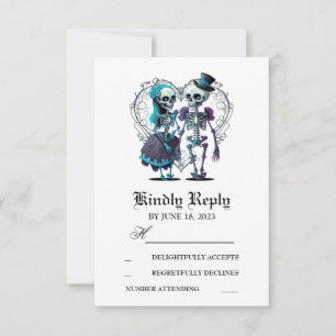 Skeleton Couple Wedding RSVP Card