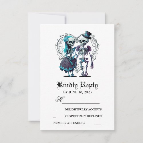 Skeleton Couple Wedding RSVP Card