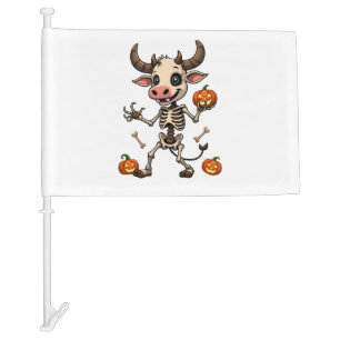 Skeleton Cow Parade Car Flag