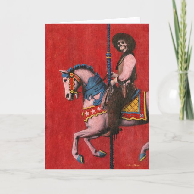 Skeleton Cowboy Carousel Greeting Card (Front)