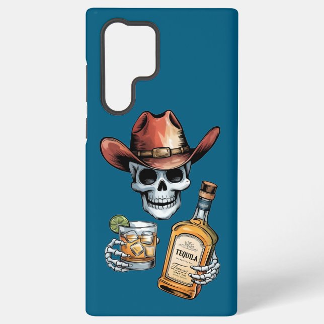 Skeleton Cowboy for Tequila & Whiskey Lovers Samsung Galaxy Case (Back)