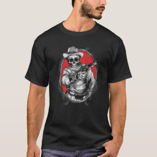 Skeleton Cowboy Gunslinger Outlaw Wild West T-Shirt