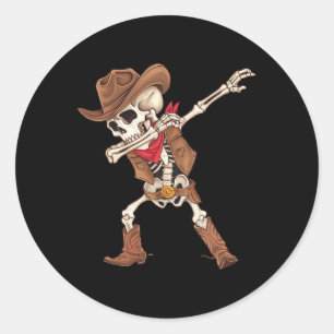 Skeleton Cowboy Halloween Costume Boys Mens Kids Classic Round Sticker