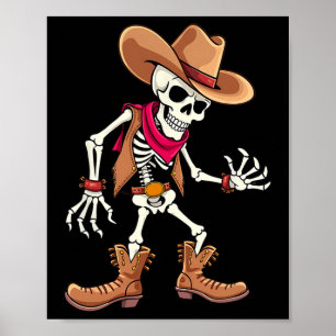 Skeleton Cowboy Halloween Costume Kids Boys Men Poster
