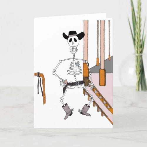 Skeleton Cowboy in Cowboy Hat and Boots Western Holiday Card