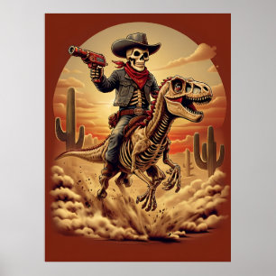 Skeleton Cowboy Riding Dinosaur Poster – Sci-Fi We