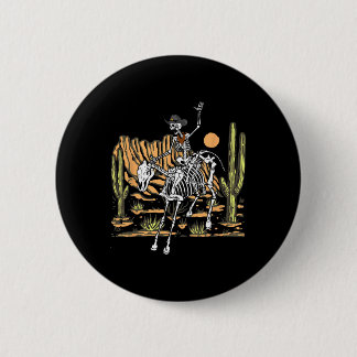 Skeleton Cowboy Riding Horse Halloween Rider Costu Button