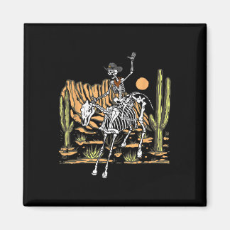 Skeleton Cowboy Riding Horse Halloween Rider Costu Magnet