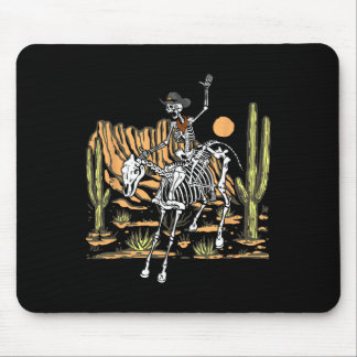 Skeleton Cowboy Riding Horse Halloween Rider Costu Mouse Pad