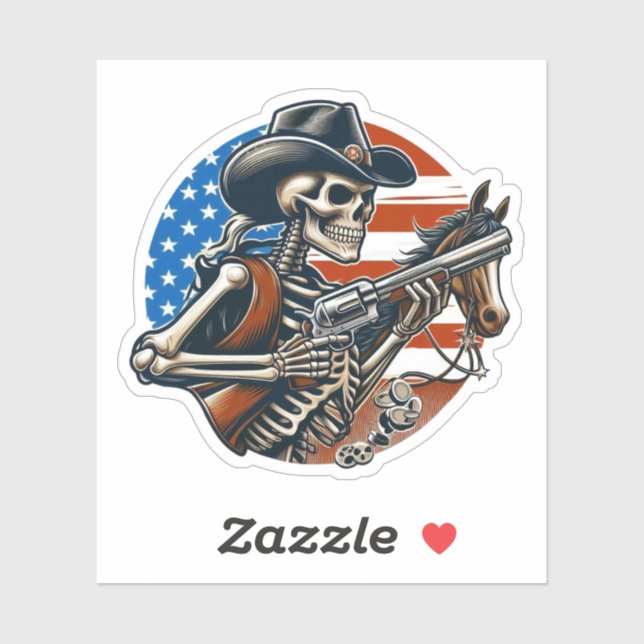 Skeleton Cowboy USA Sticker (Sheet)
