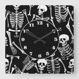 Skeleton Crew Square Wall Clock