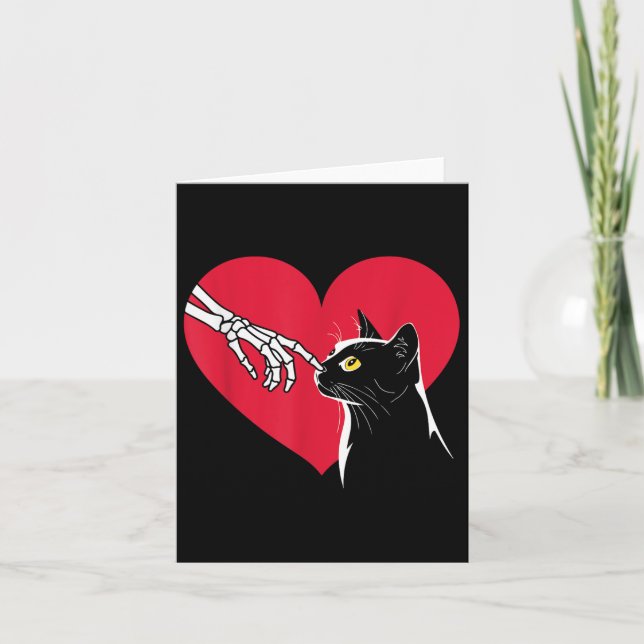 Skeleton Cute Cat Valentines Heart Cats Kitten Lov Card (Front)