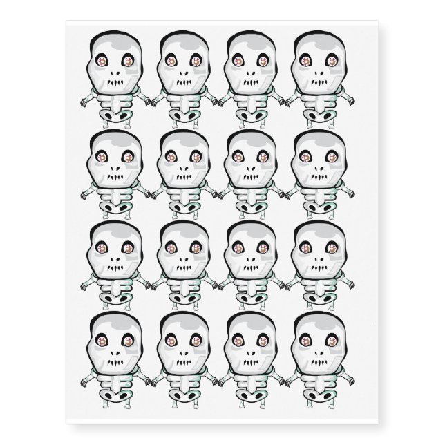 Skeleton Cute Halloween Design Temporary Tattoos (Front)