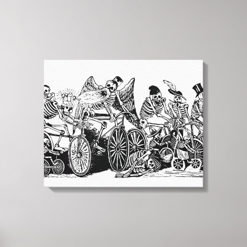 Skeleton Cyclists by Jos Guadalupe Posada Canvas Print