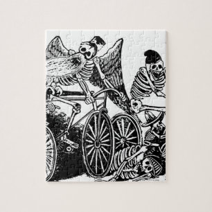 Skeleton Cyclists by José Guadalupe Posada Jigsaw Puzzle