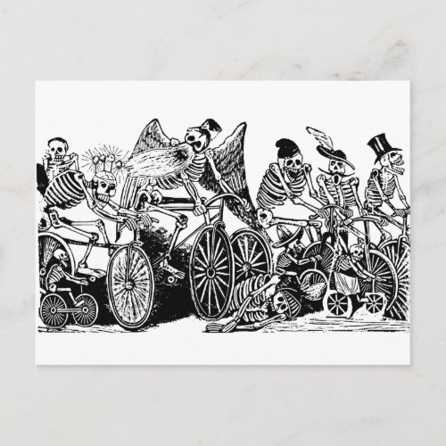 Skeleton Cyclists by Jos Guadalupe Posada Postcard