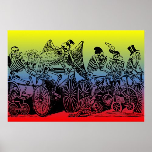 Skeleton Cyclists by Jos Guadalupe Posada Poster