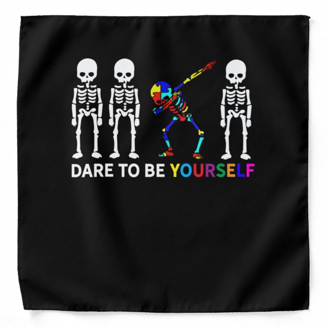 Skeleton Dabbing Autism Awareness Bandana (Front)