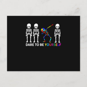 Skeleton Dabbing Autism Awareness Invitation Postcard