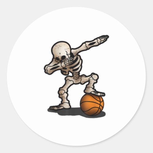 Skeleton Dabbing  Basketball  Halloween Costume Classic Round Sticker